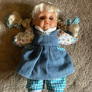 Vintage Simba Toys  Doll  Vinyl Cloth Blond Blue EYes